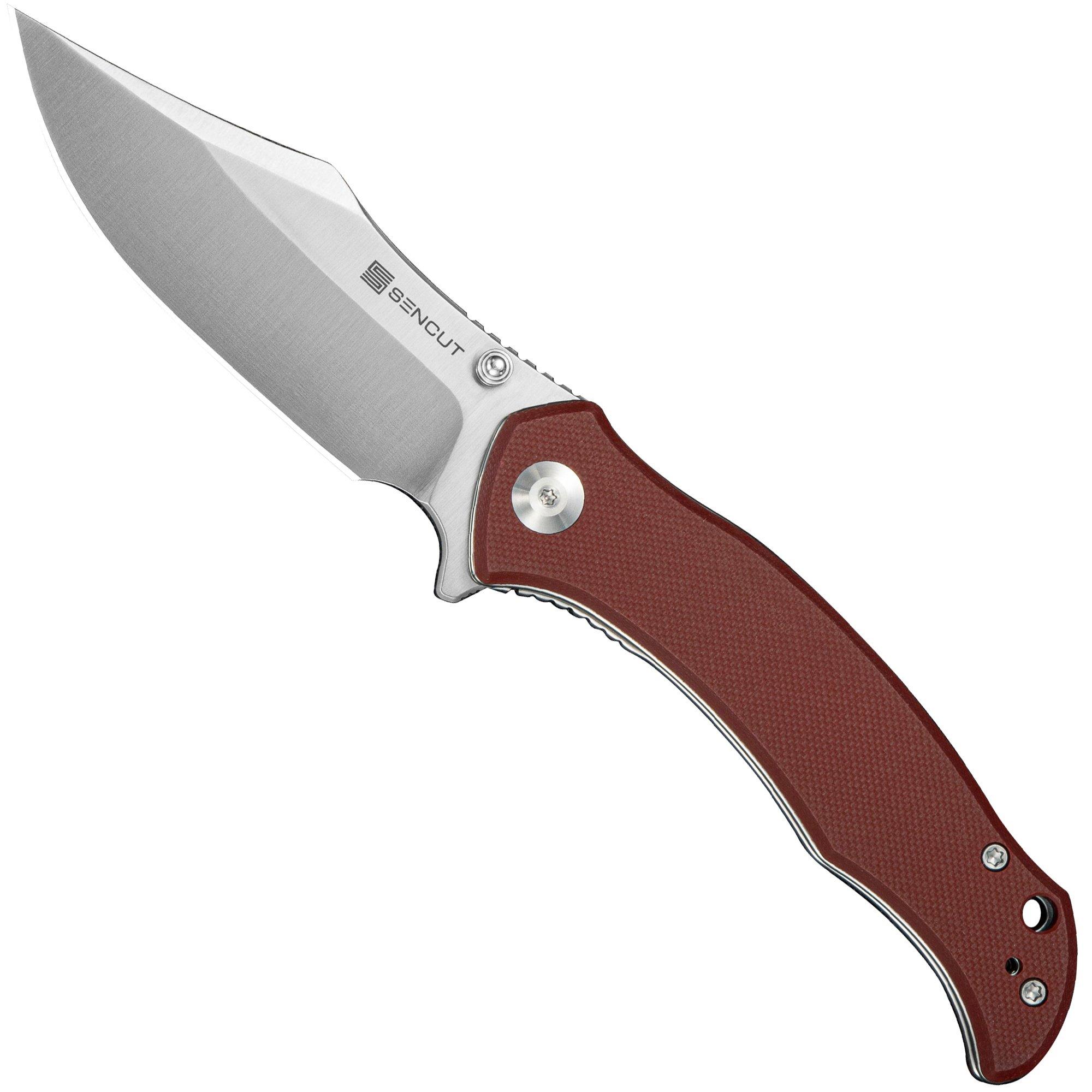 Sencut Tauron S25060-2 Satin D2, Burgundy G10, pocket knife
