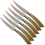 Saladini 6-delige juego de cuchillos para carne 23 cm, cuerno de buey