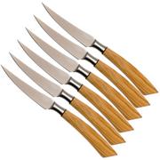 Saladini 6-delige juego de cuchillos para carne 23 cm, madera de olivo