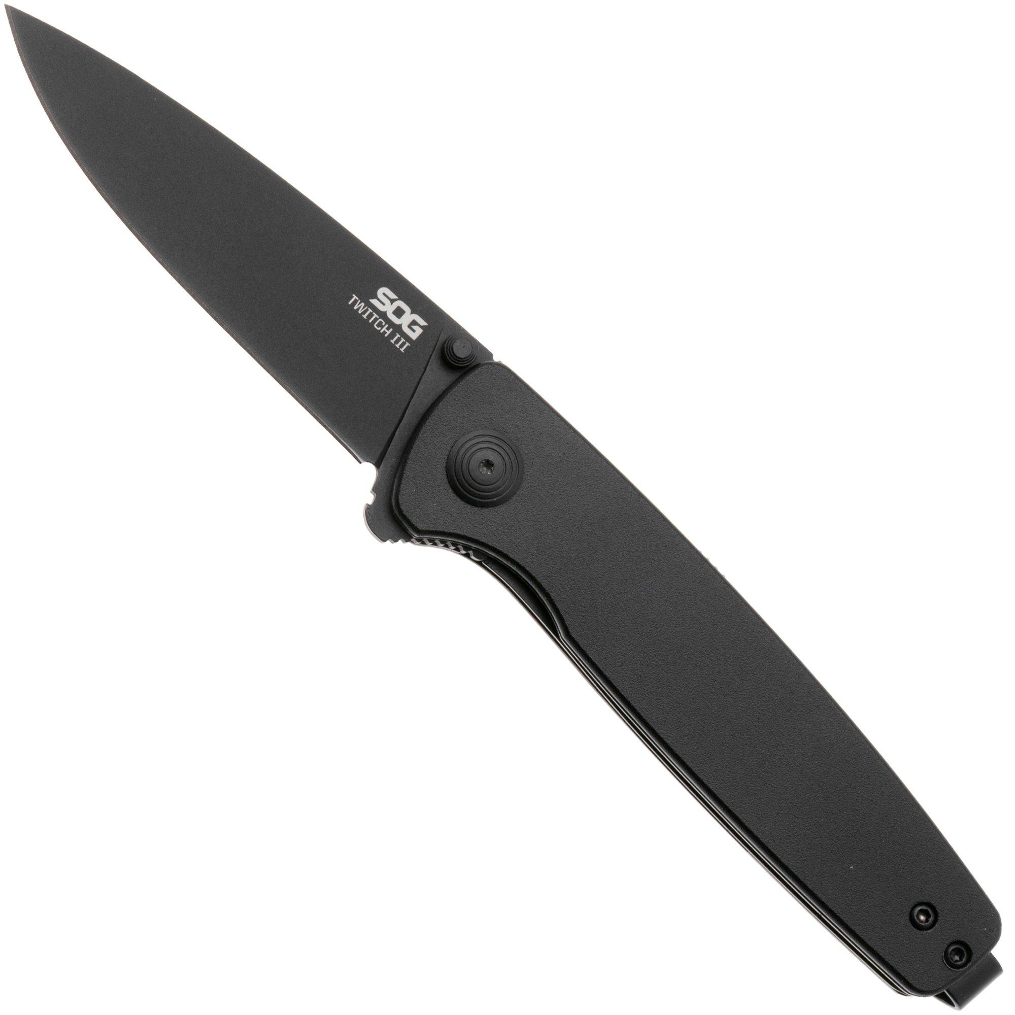 SOG Twitch III 11-15-01-43, Black 154CM, Blackout Aluminum zakmes
