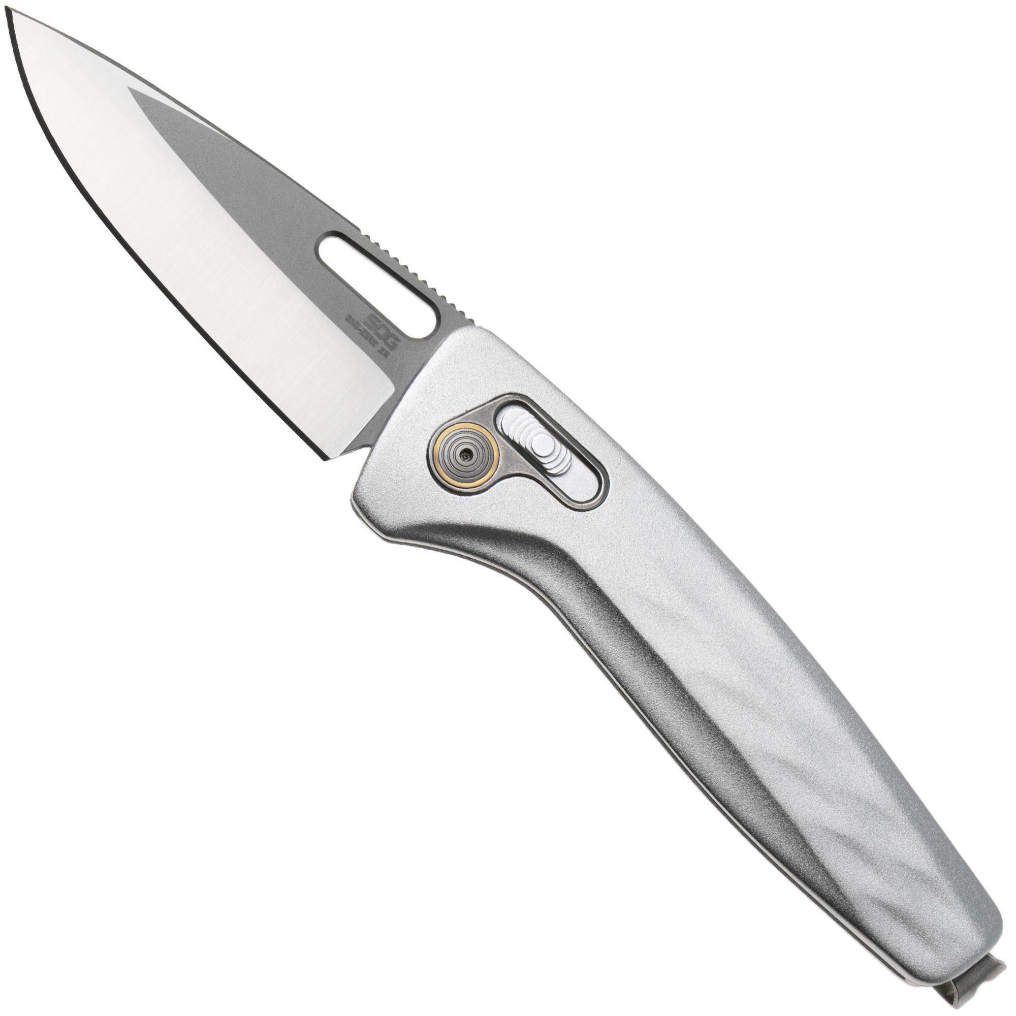 SOG One-Zero XR 12-73-06-57, Satin/Gray Stonewashed CRYO CPM S35VN, Silver Aluminum, Taschenmesser