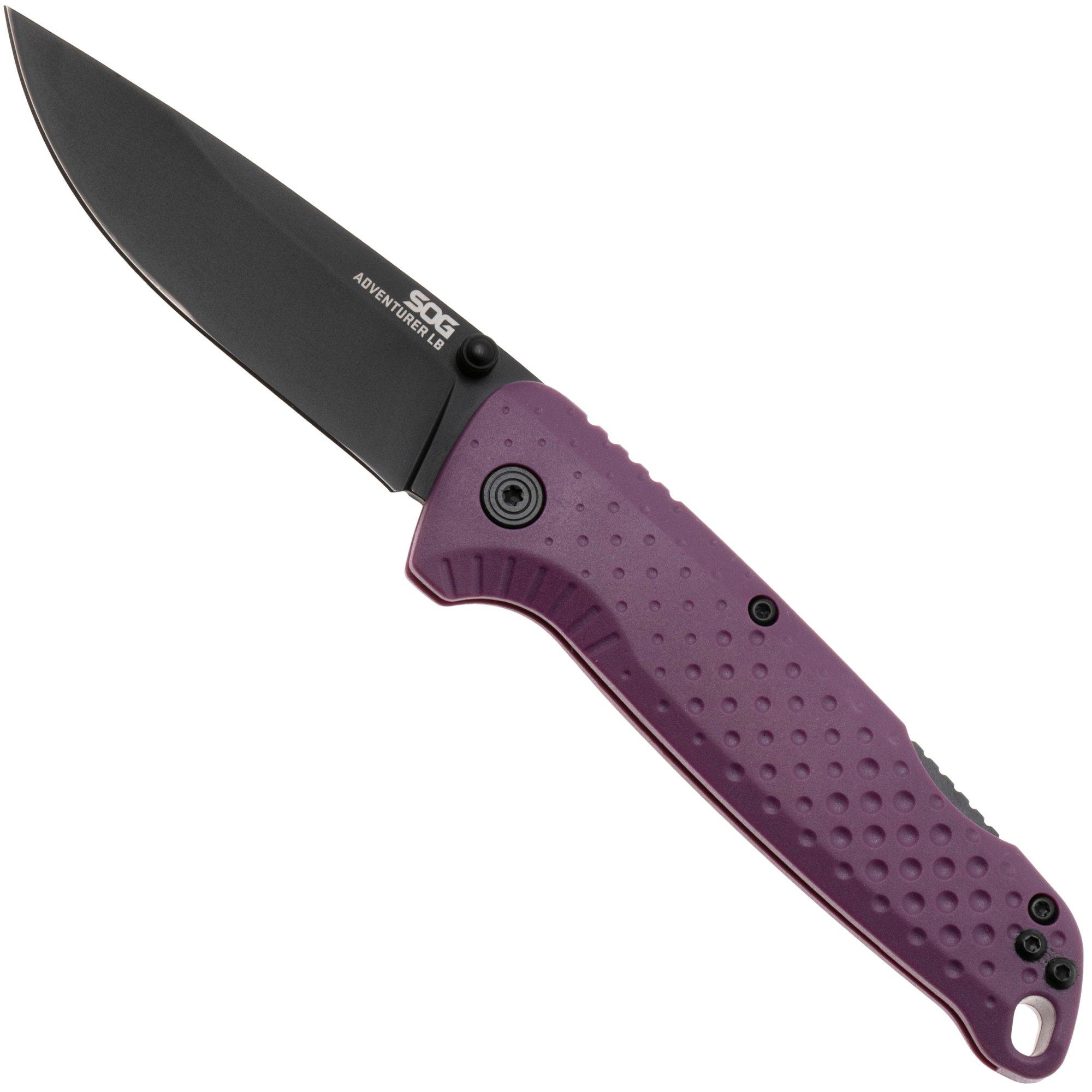 SOG Adventurer LB 13-11-04-43, Titanium Nitride 5CR15MOV, Dusk Purple GRN zakmes