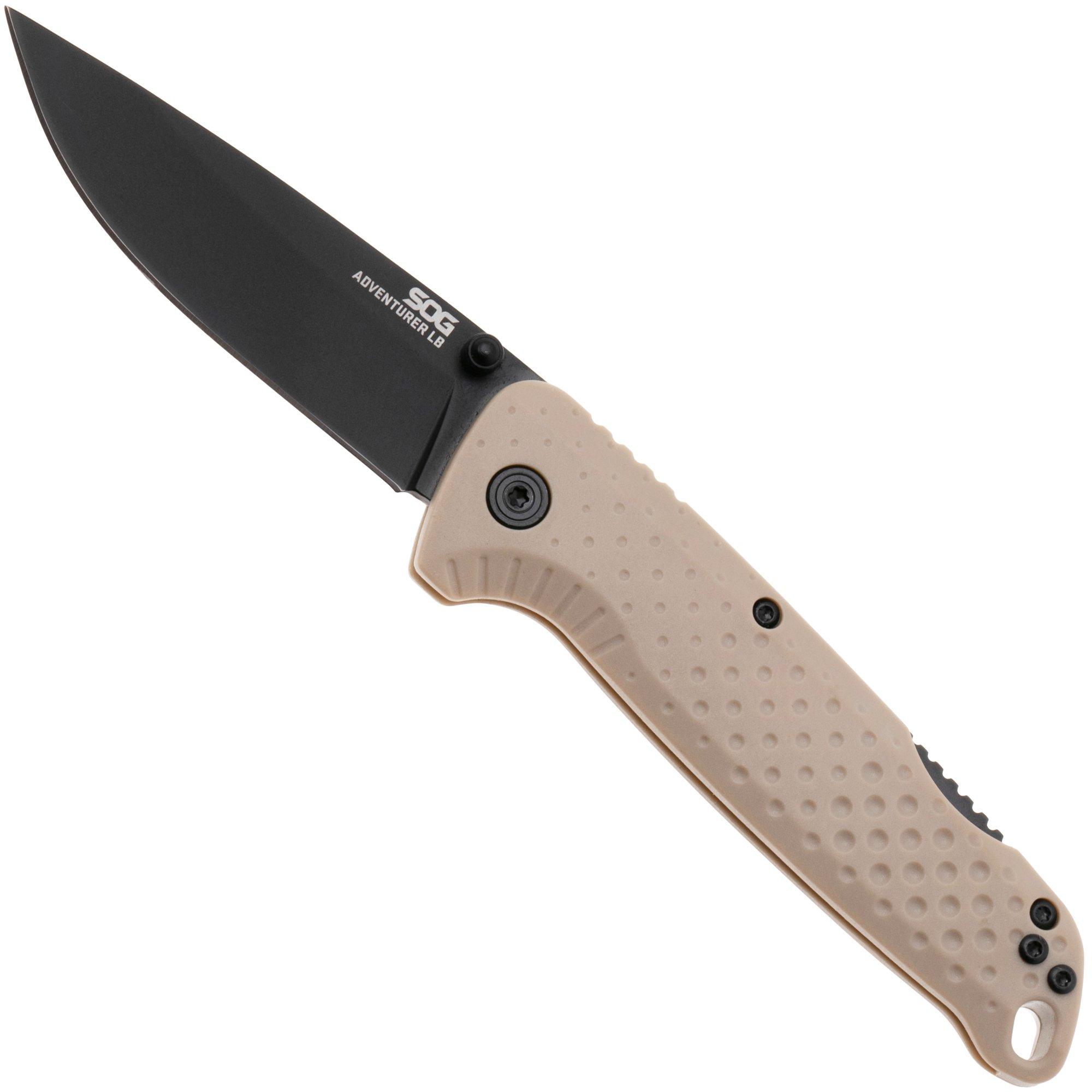 SOG Adventurer LB 13-11-05-43, Titanium Nitride	5CR15MOV, FDE GRN zakmes