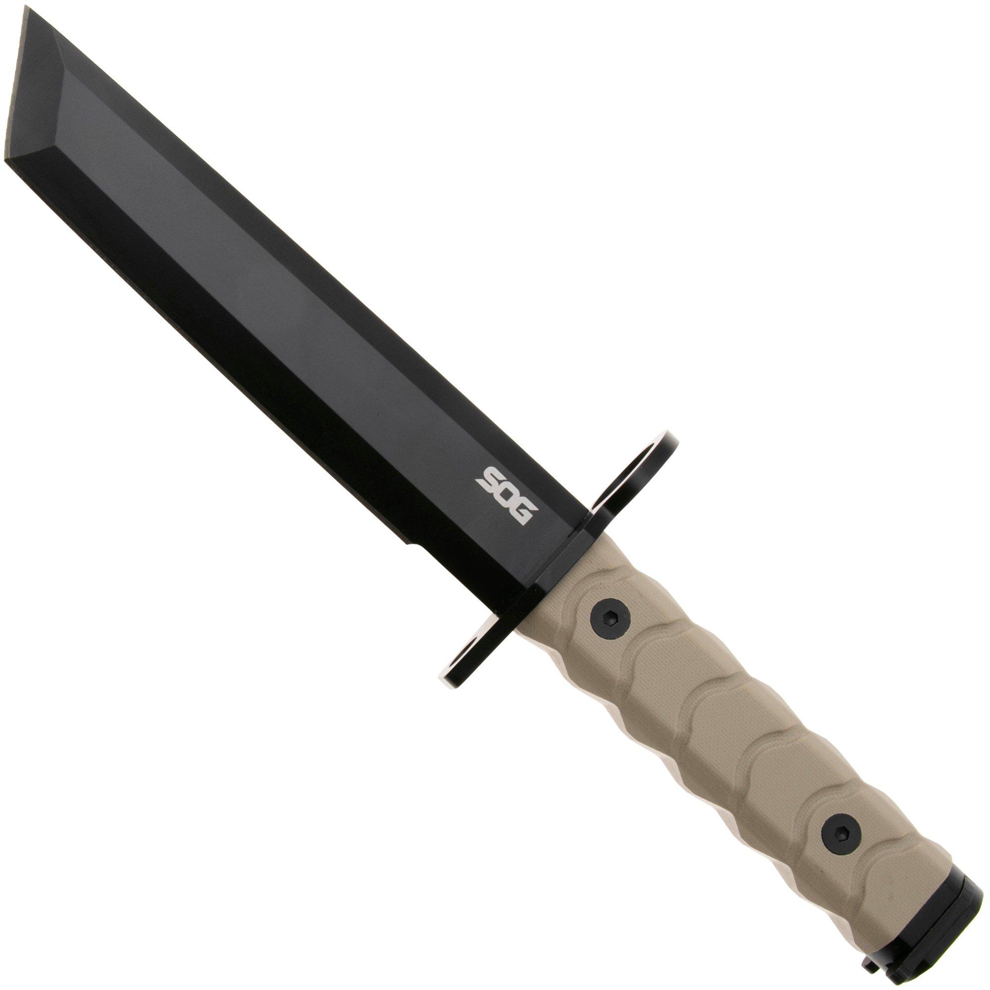 SOG BAR15T BY1003-BX, Black PVD AUS-8 Tanto, FDE G10 Fahrtenmesser