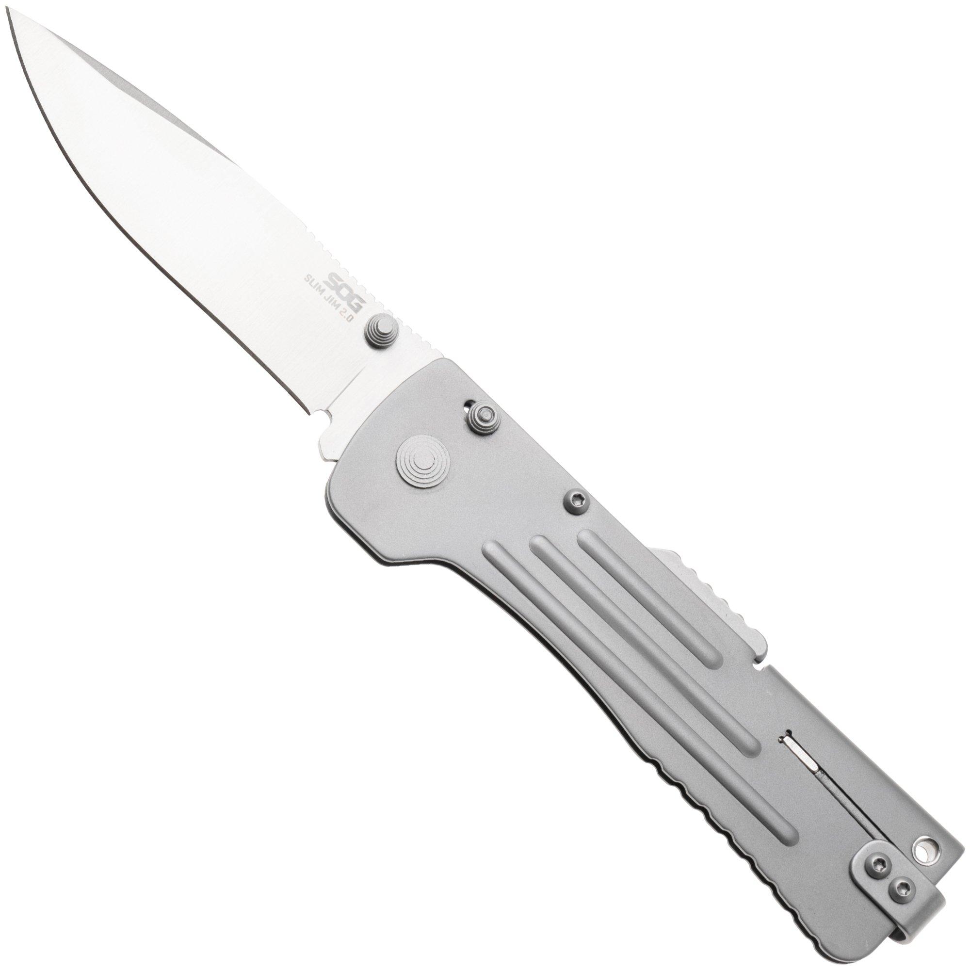 SOG SlimJim 2.0 SJ41-CP Satin Blade, Bead Blasted Stainless Handle
