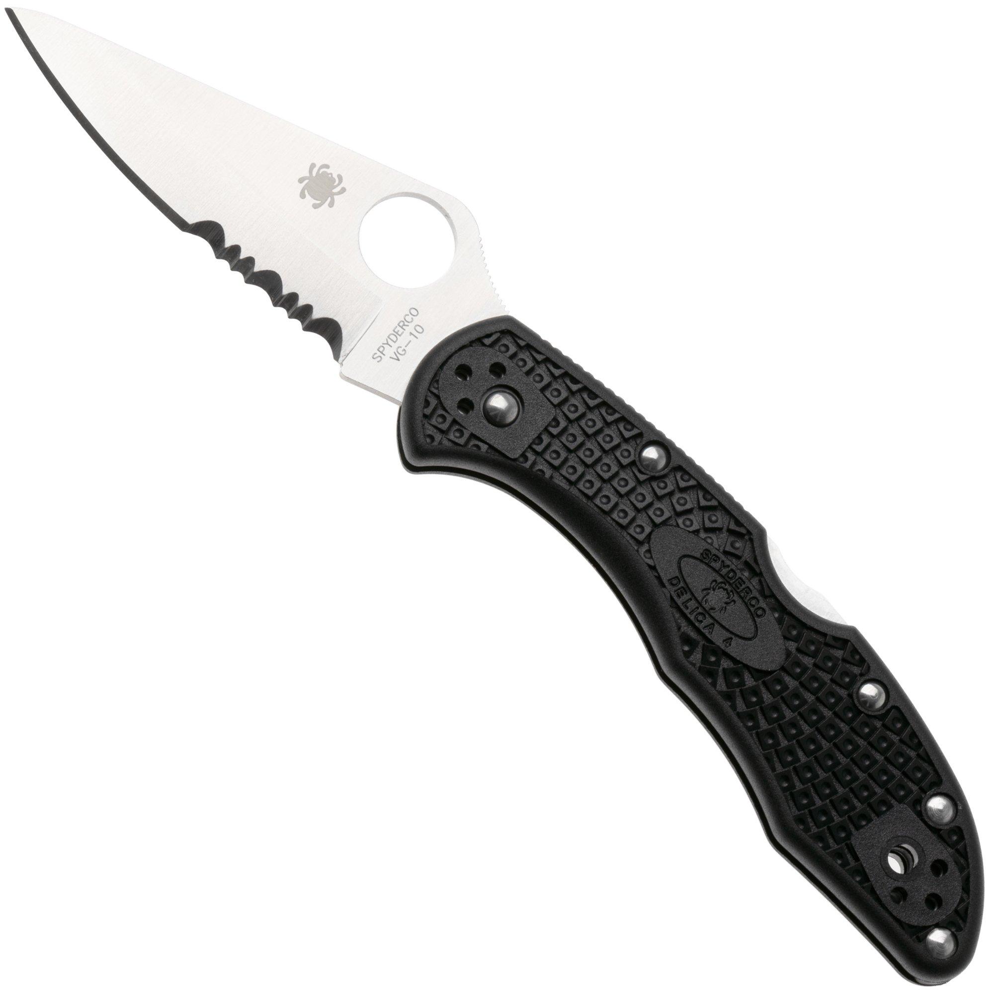 Nóż składany Spyderco Delica 4 C11PSBK, ostrze częściowo ząbkowane