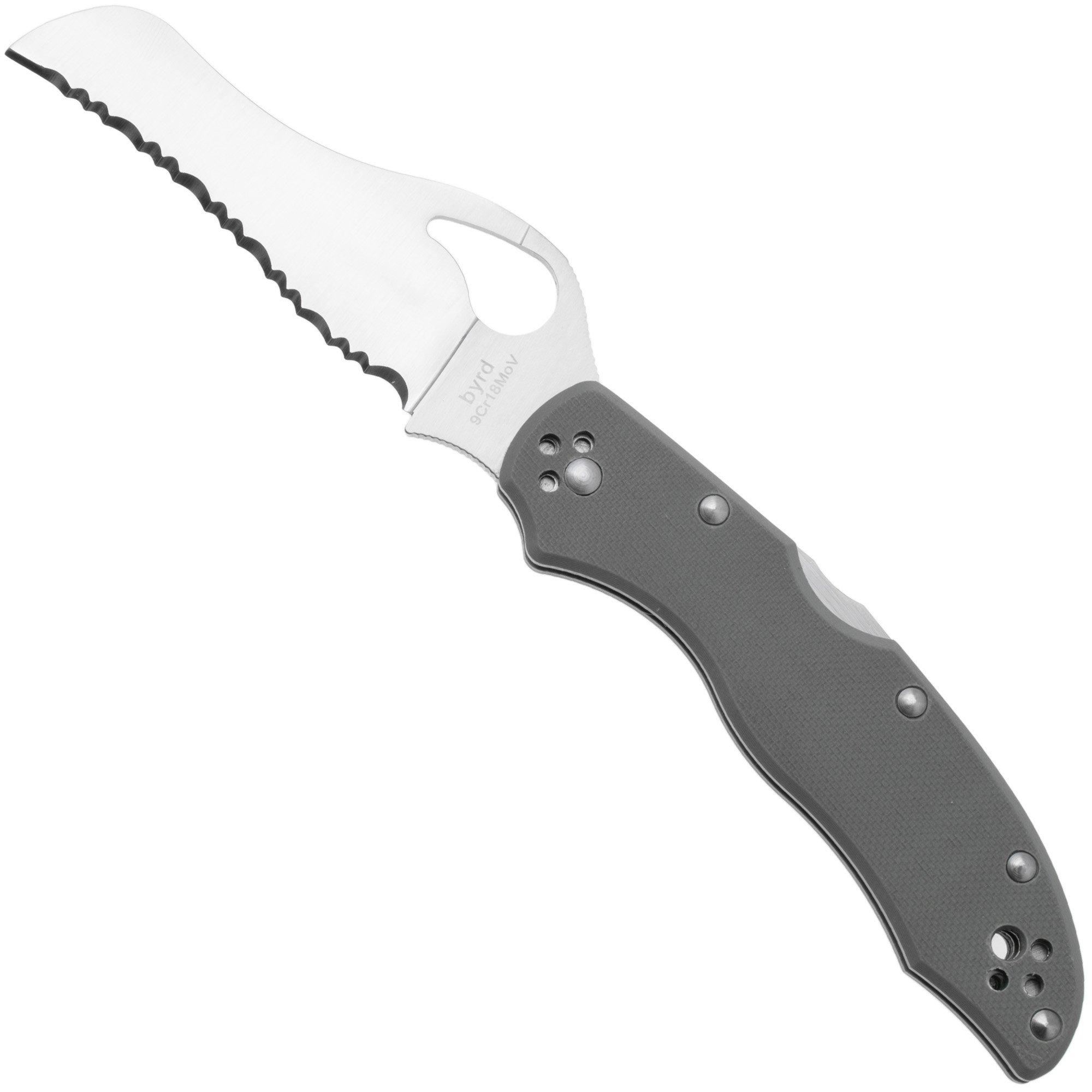 Spyderco Byrd Gooney BY24GSGY Gray G10, Taschenmesser mit Wellenschliff
