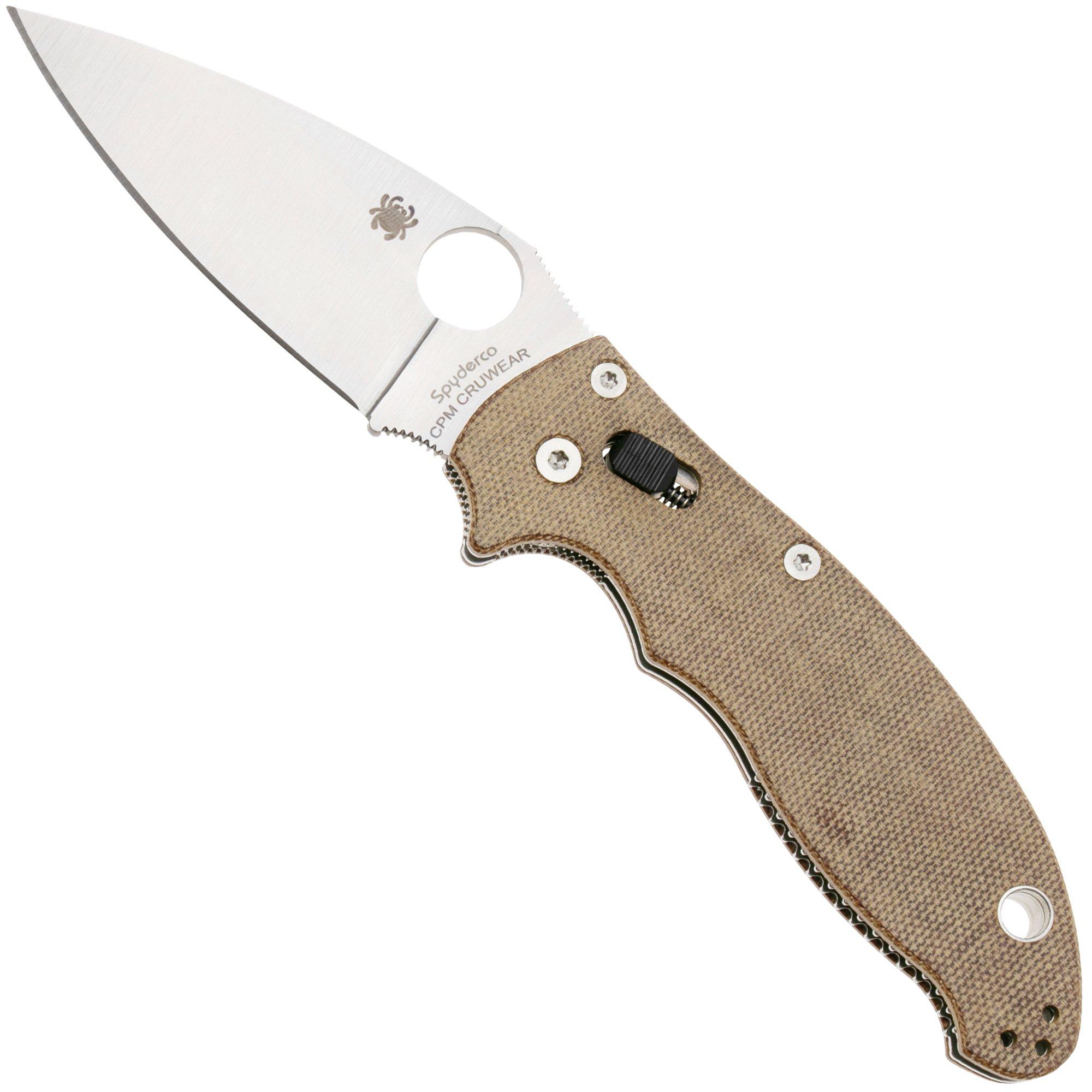 Nóż składany Spyderco Manix 2 CPM Cru-Wear C101MPCW2 Brown Canvas Micarta