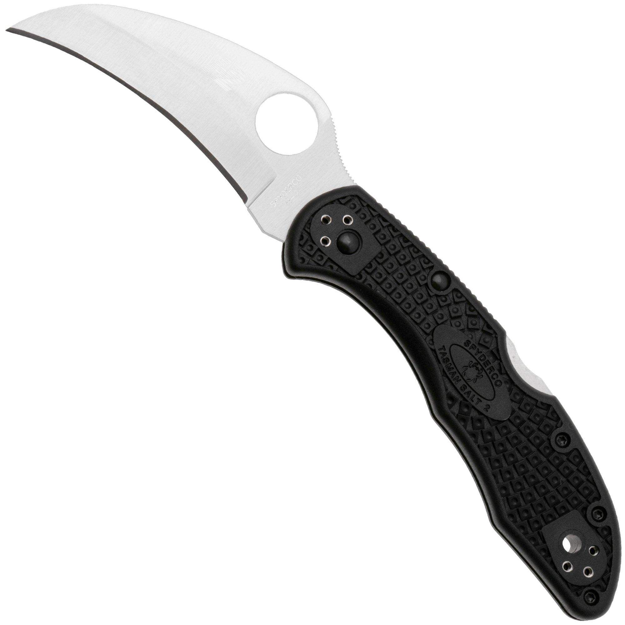 Nóż składany Spyderco Tasman Salt 2 C106PBK2 Plain Edge, czarny
