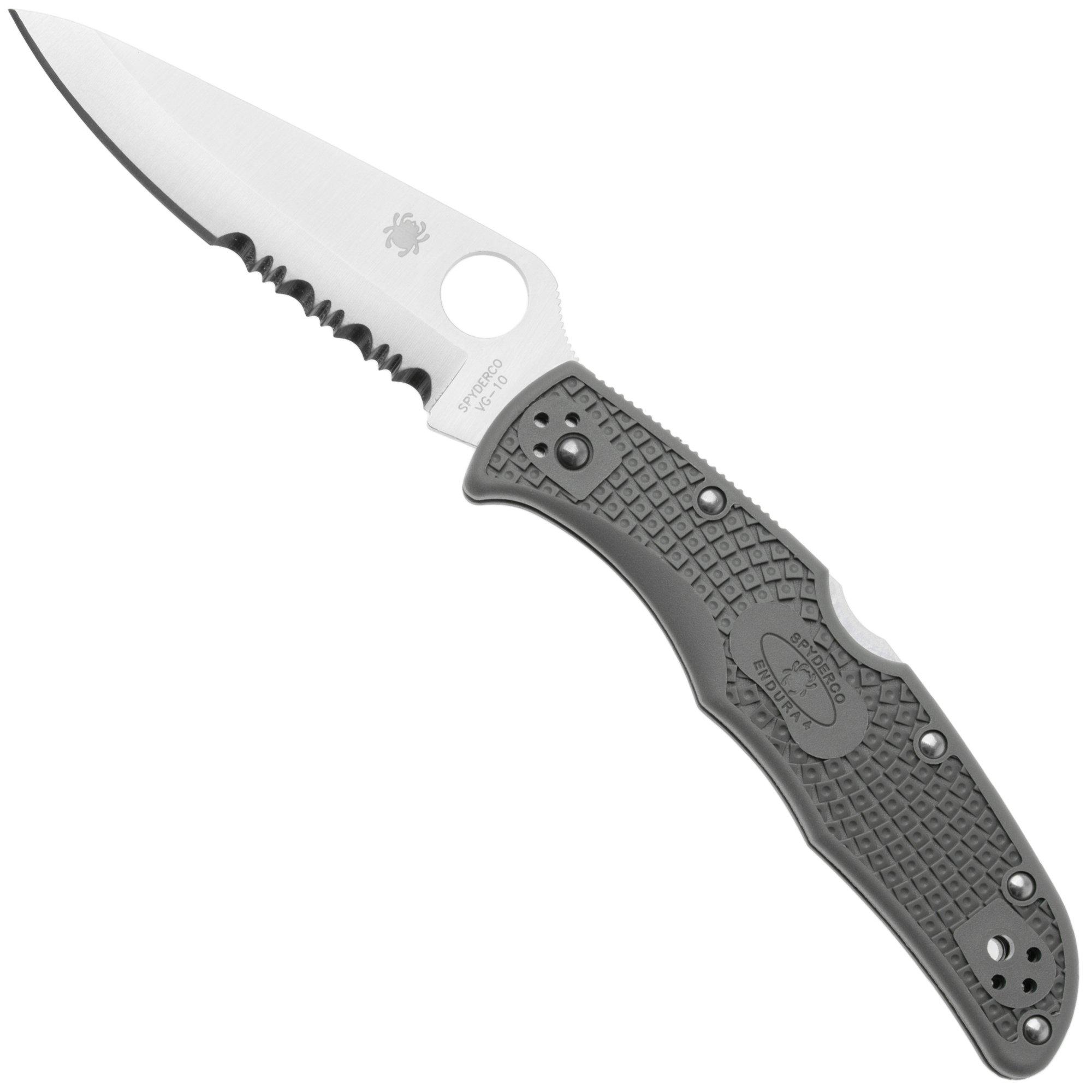 Nóż składany Spyderco Endura 4 Foliage Green C10PSFG, ostrze częściowo ząbkowane