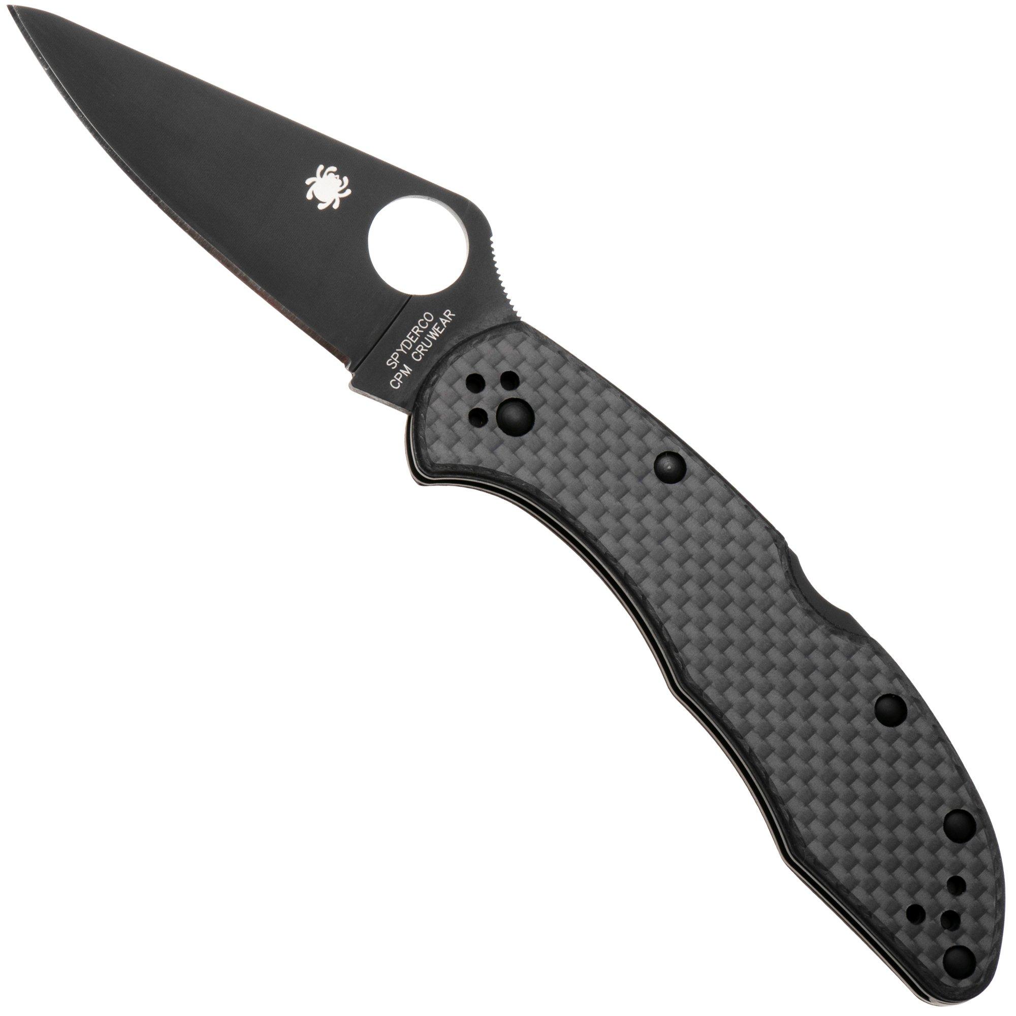 Spyderco Delica 4 Black TiCN CPM CruWear C11CFPBK Carbon Fiber, Sprint Run pocket knife