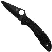 Nóż składany Spyderco Delica 4 Lightweight Black C11PSBBK Black FRN, ostrze częściowo ząbkowane