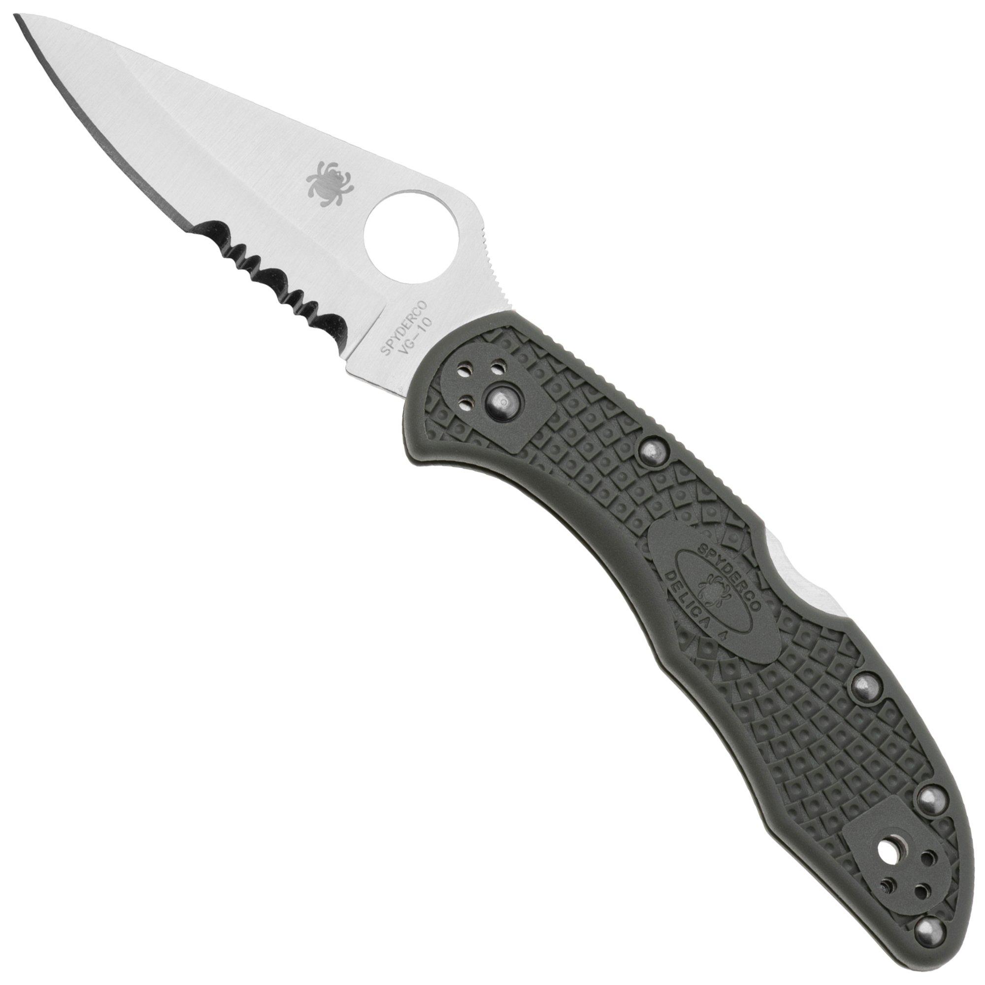 Spyderco Delica 4 Lightweight C11PSFG Foliage Green FRN, Taschenmesser mit Teilwellenschliff
