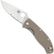 Spyderco Tenacious C122GBNM4PS, CPM M4, Brown G10, partially serrated pocket knife