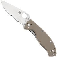 Afbeelding voor Spyderco Tenacious C122GBNM4PS, CPM M4, Brown G10, partly serrated zakmes