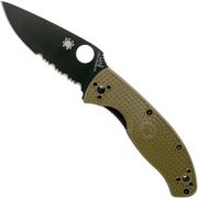 Spyderco Tenacious Lightweight OD Green Black C122PSODBK FRN partly serrated pocket knife