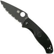 Spyderco Tenacious Lightweight Black C122SBBK FRN serrated pocket knife