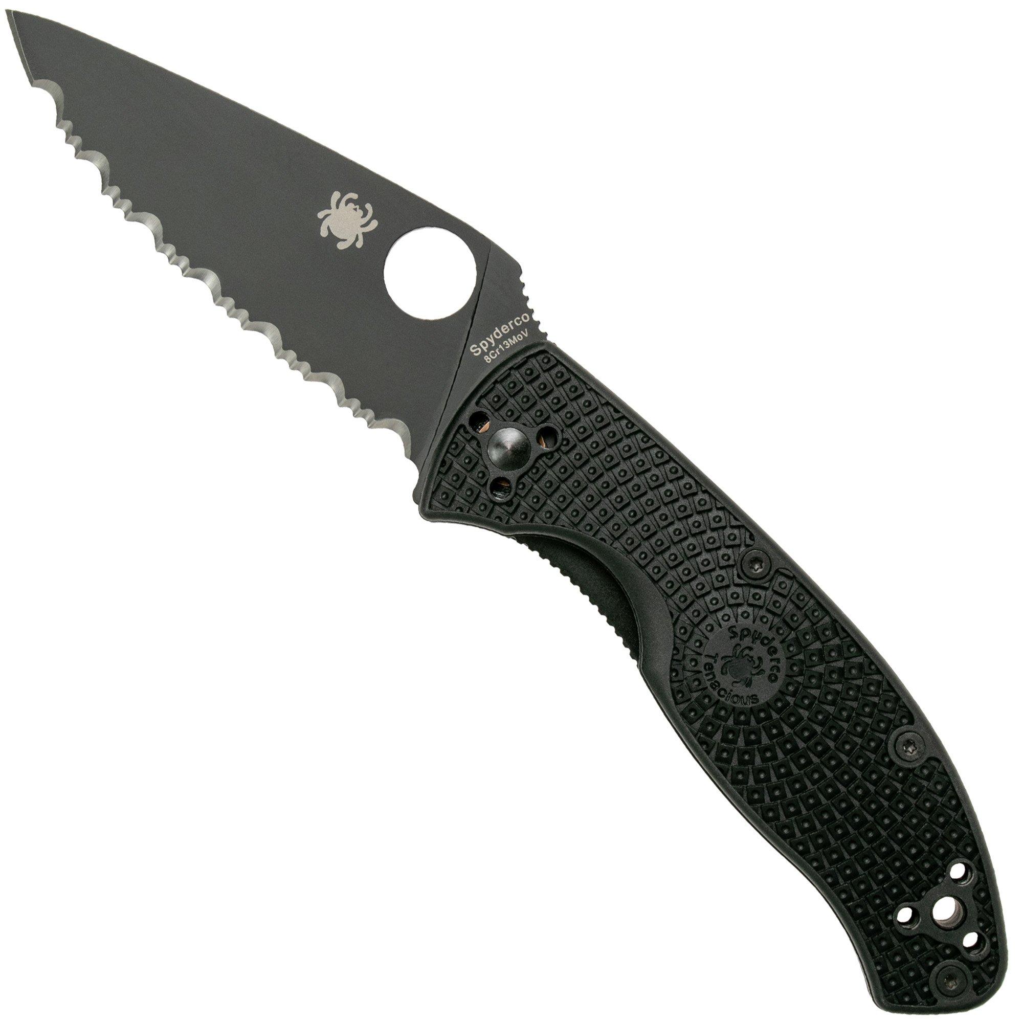 Spyderco Tenacious Lightweight Black C122SBBK FRN serrated zakmes