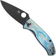 Spyderco Tenacious, Black D2, C122TIBLBKD2P Blue Flamed Titanium Disarray coltello da tasca