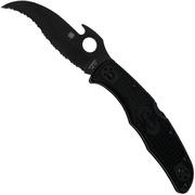 Spyderco Matriarch 2 Emerson Opener Black C12SBBK2W Black FRN, couteau de poche dentelé