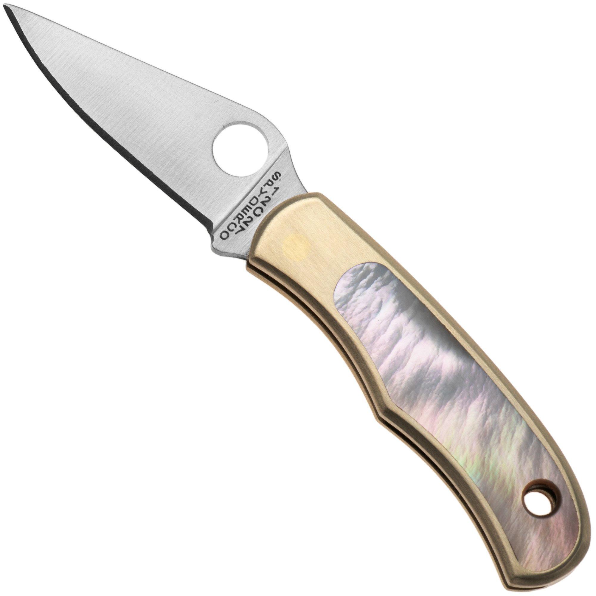 Nóż składany brelok Spyderco Bug C133AP Satin 12C27, Nickel Silver Abalone