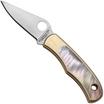 Afbeelding voor Spyderco Bug C133AP Satin 12C27, Nickel Silver Abalone, sleutelhangerzakmes