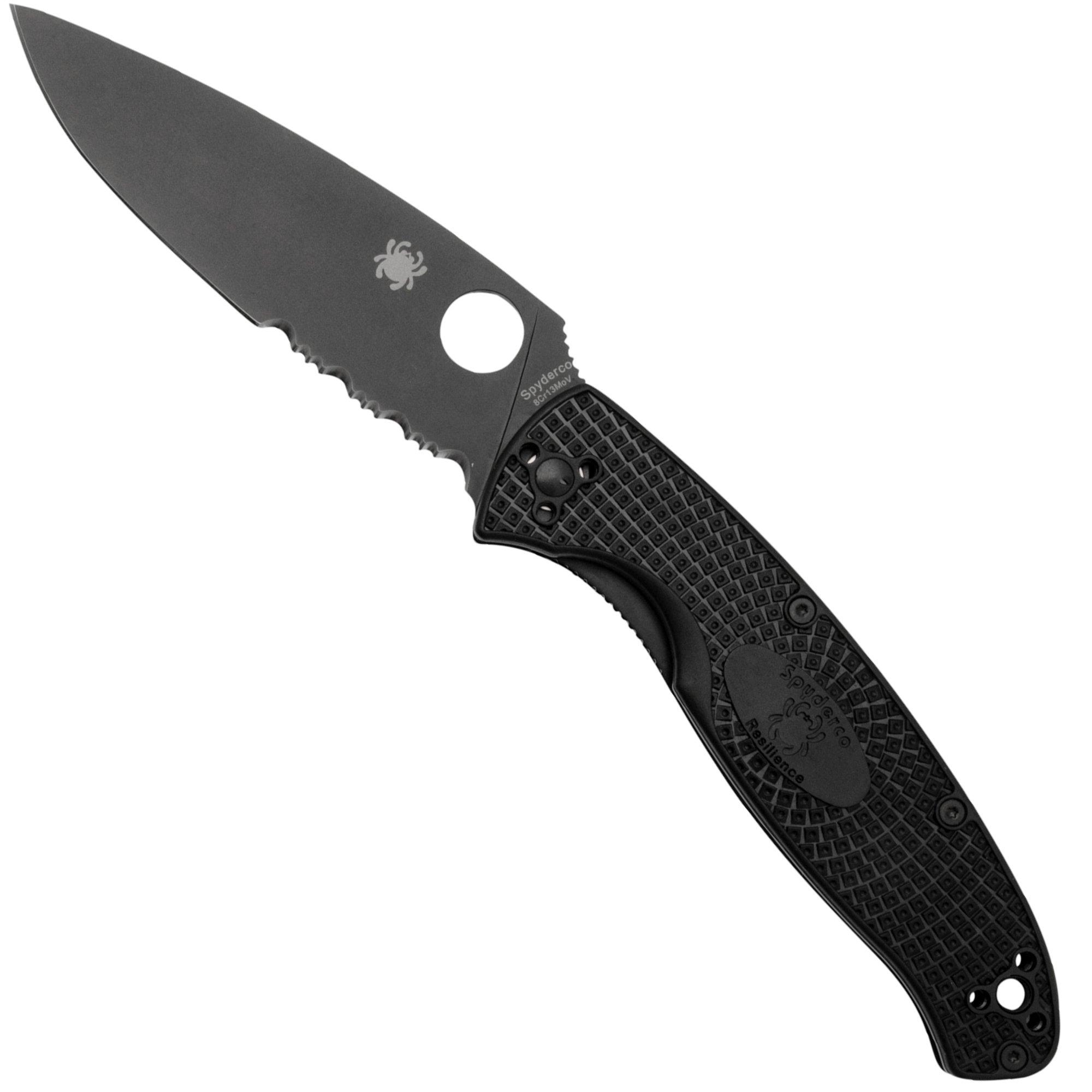 Spyderco Resilience Lightweight Black C142PSBBK FRN partly serrated Taschenmesser