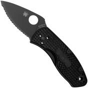 Nóż składany Spyderco Ambitious Lightweight Black C148SBBK, ostrze ząbkowane