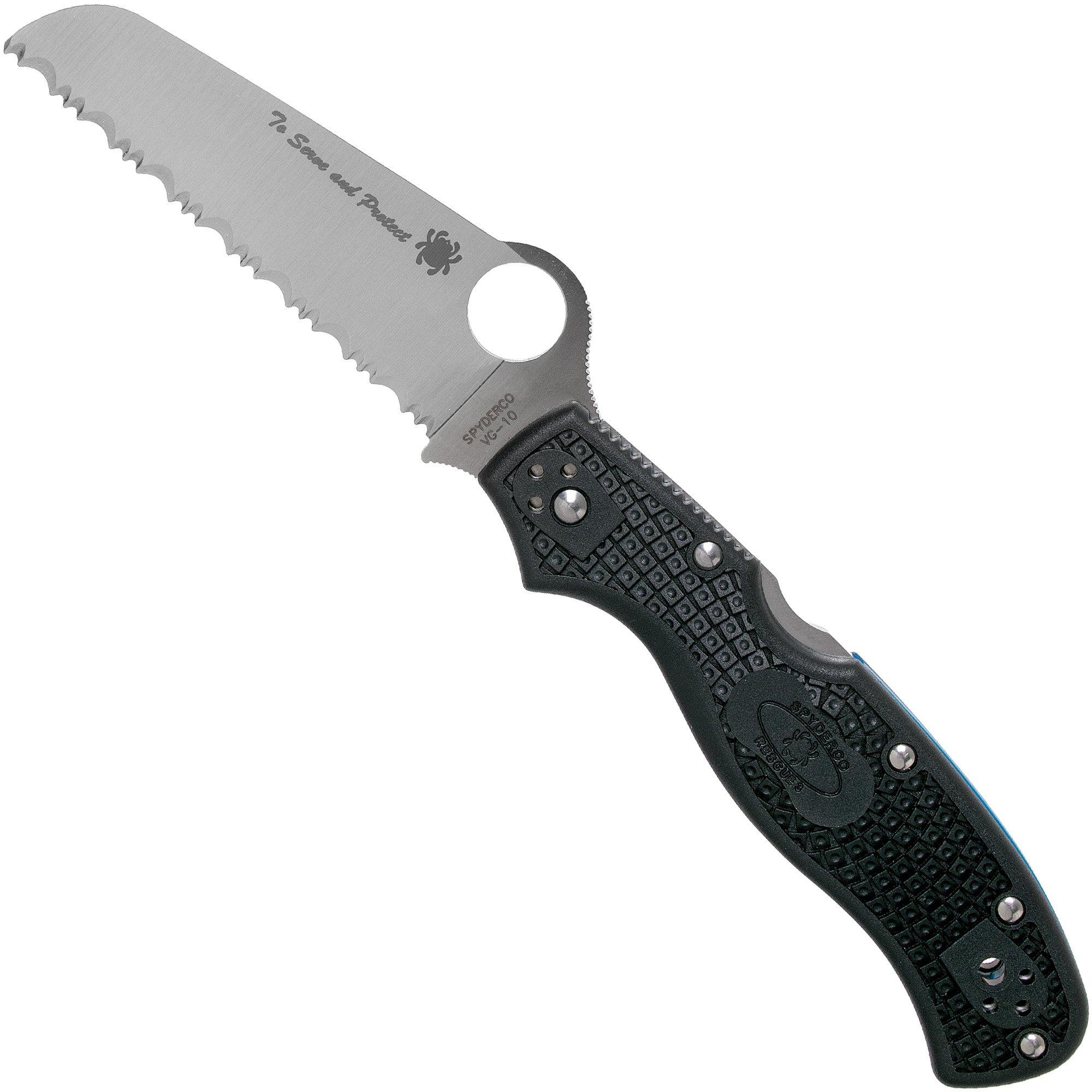 Spyderco Rescue 3 Thin Blue Line C14FSBKBL3 serrated rescue knife