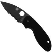 Spyderco Efficient Black C216GPSBBK Black G10, partially serrated pocket knife