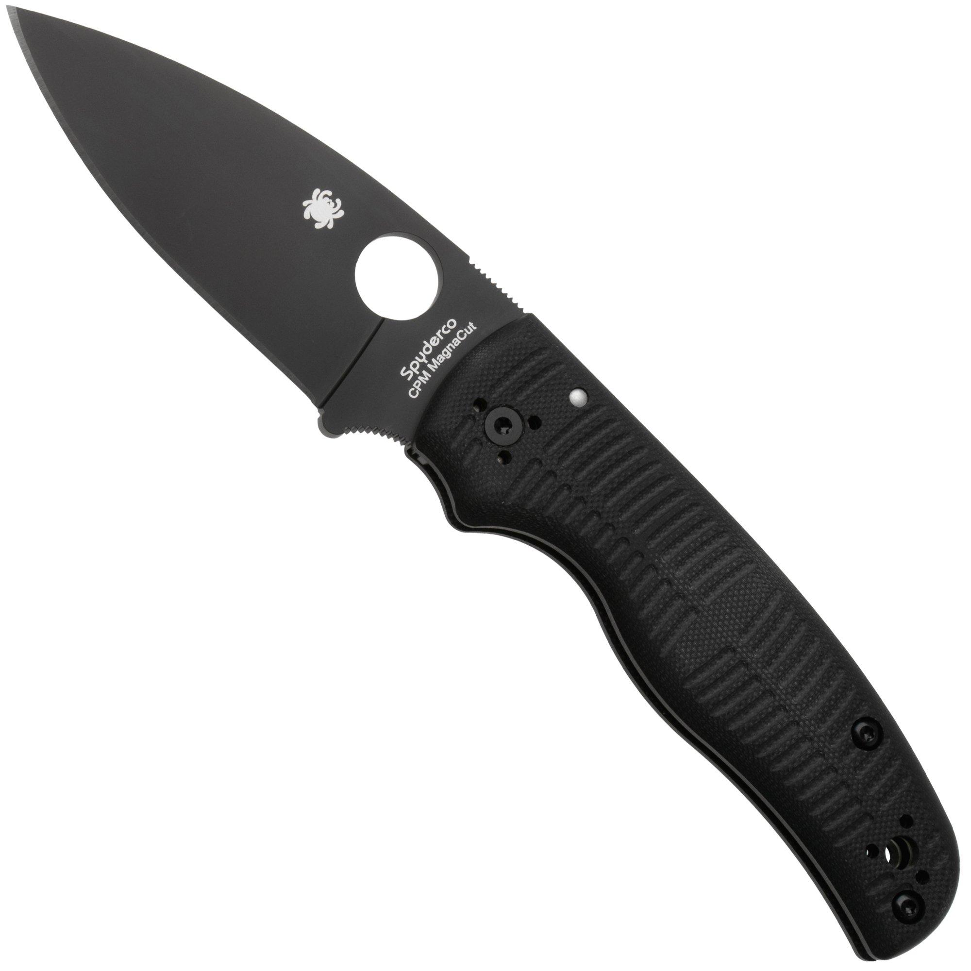 Spyderco Shaman Salt Black DLC CPM MagnaCut C229GMCBKP Black G10 pocket knife, Sal Glesser design