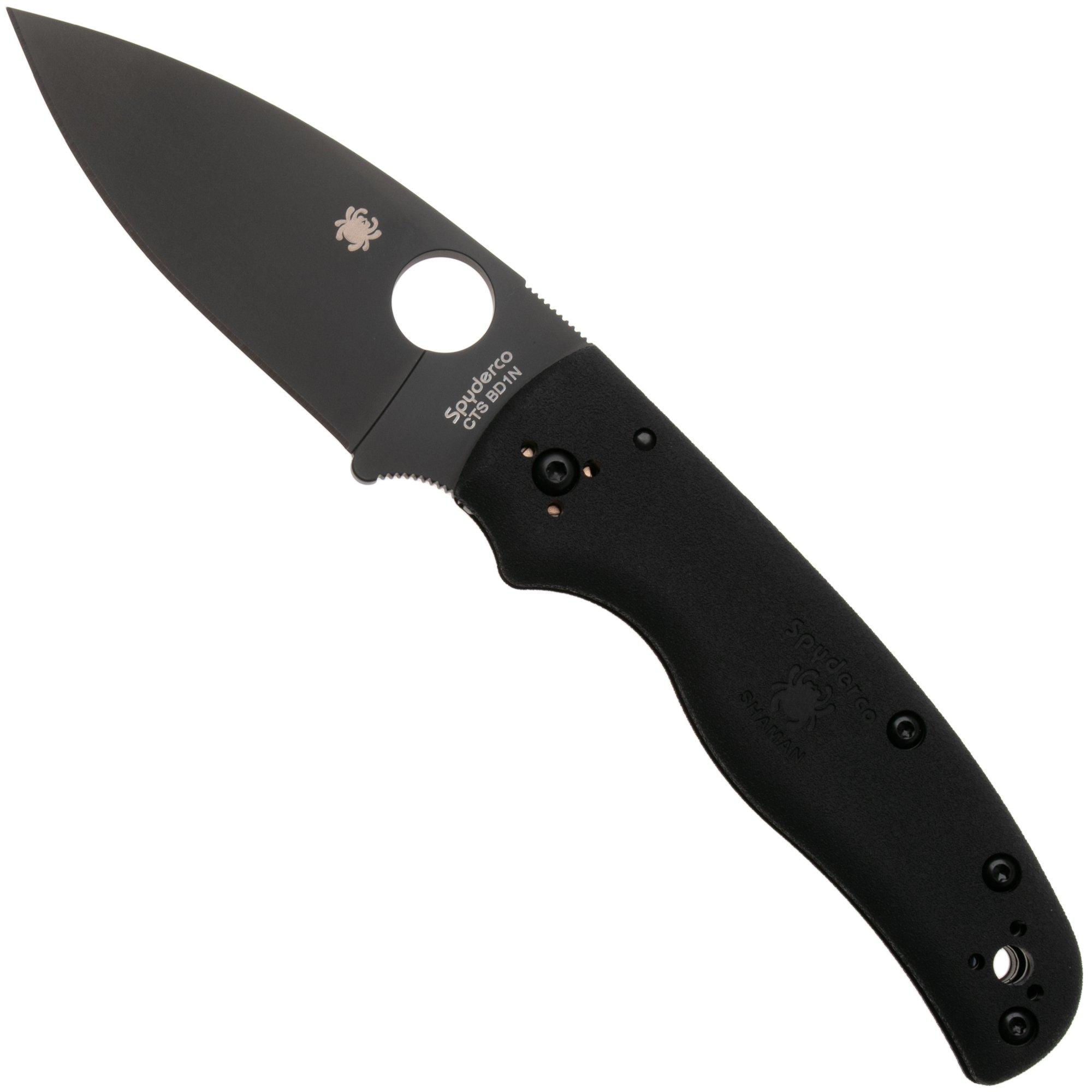 Spyderco Shaman Lightweight C229PBBK DLC CTS-BD1N, Black FRN, Taschenmesser, Sal Glesser Design