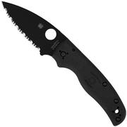 Afbeelding voor Spyderco Shaman Lightweight C229SBBK DLC CTS-BD1N, Black FRN, serrated zakmes, Sal Glesser design
