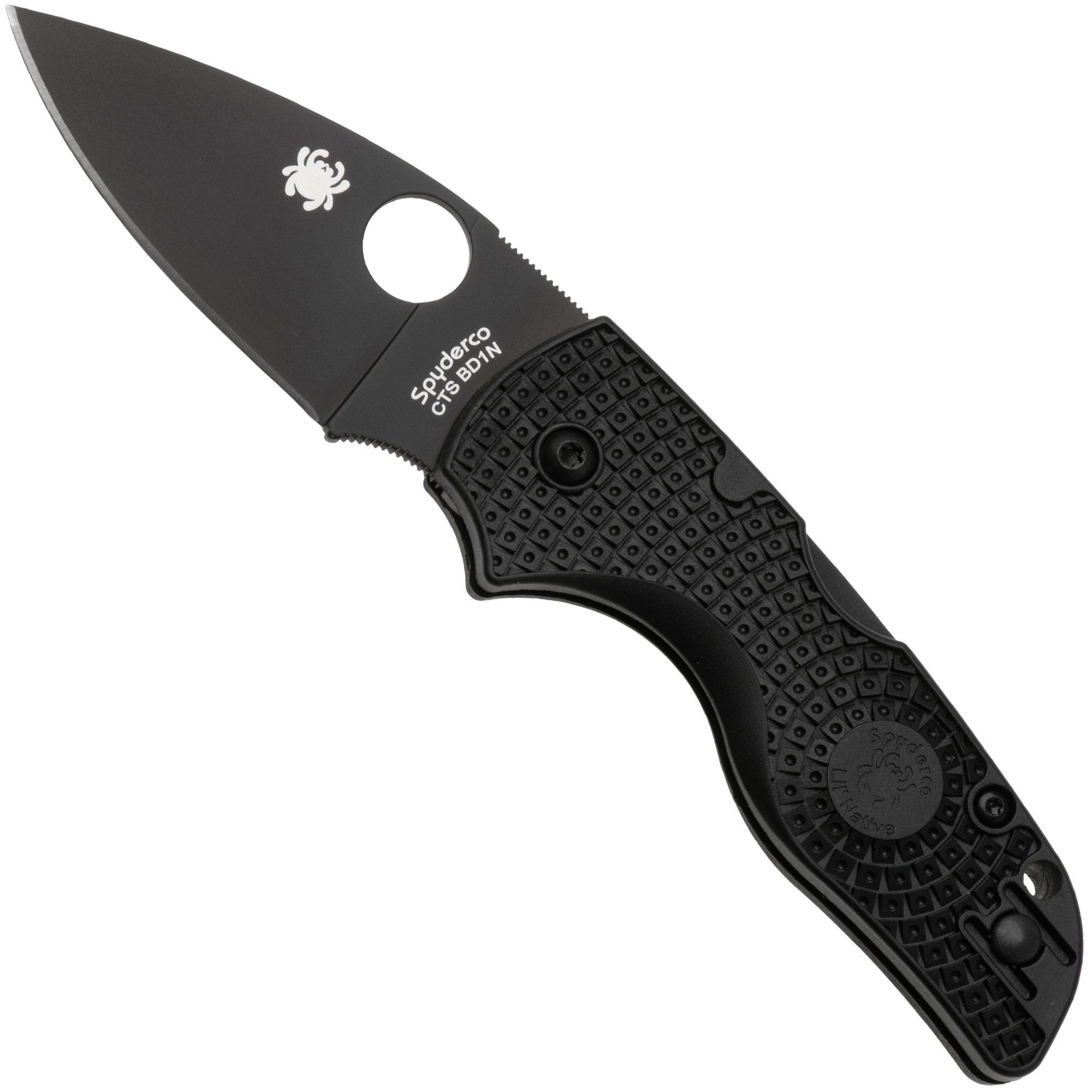 Spyderco Lil’ Native Lightweight Backlock Black DLC C230PBBK Black FRN, pocket knife