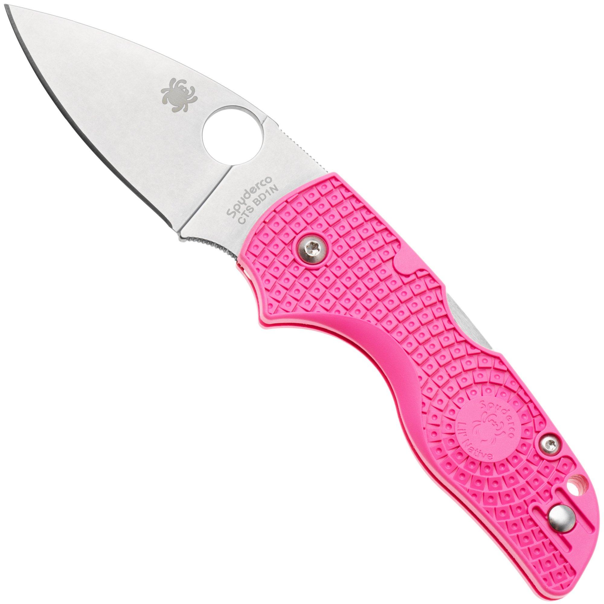 Spyderco Lil' Native Pink Lightweight Backlock C230PPN Satin CTS BD1N, Pink FRN, Pink Heals zakmes