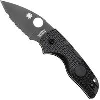 Afbeelding voor Spyderco Lil’ Native Lightweight Backlock Black DLC C230SBBK Black FRN, serrated zakmes