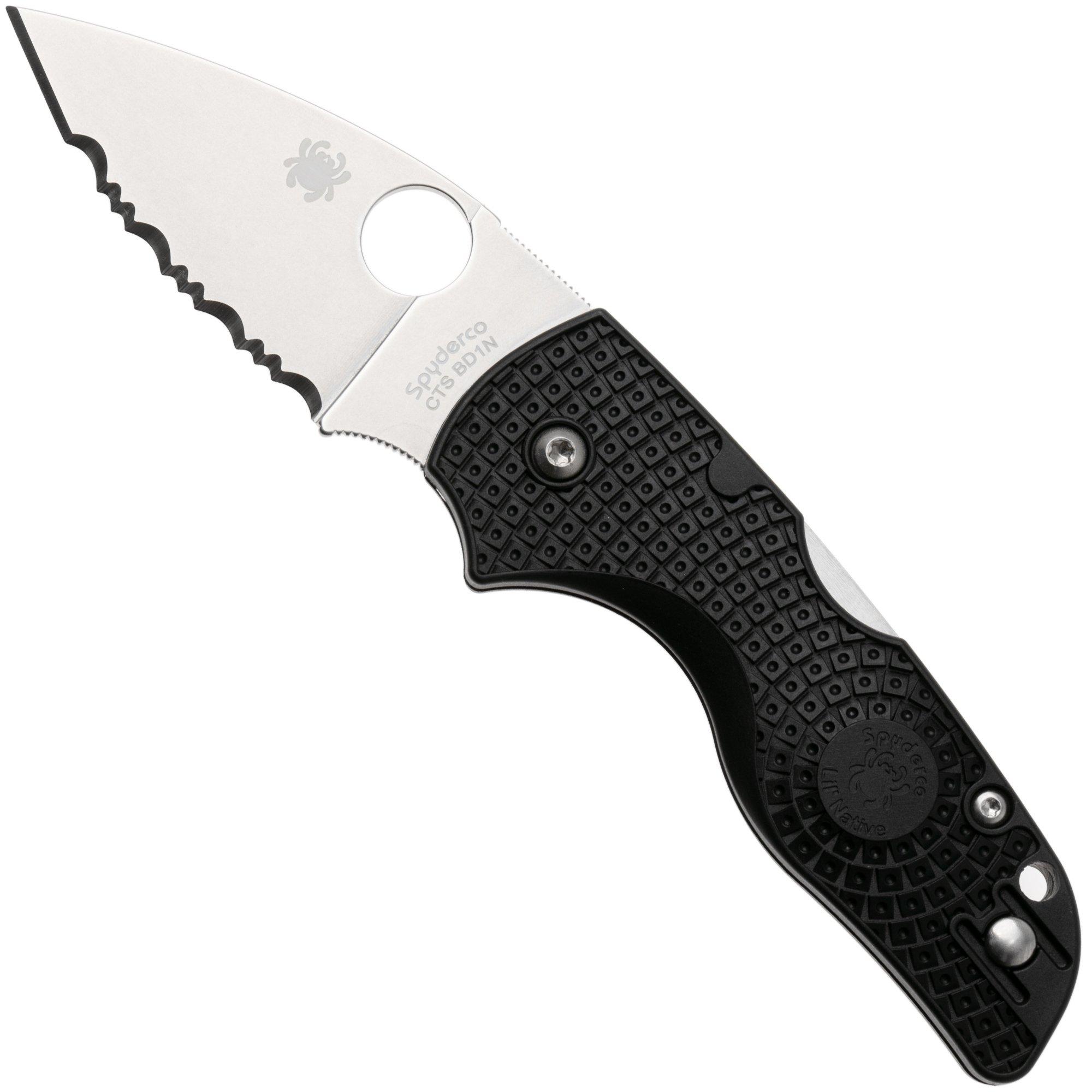 Spyderco Lil’ Native Lightweight Backlock 230SBK Black FRN, serrated zakmes