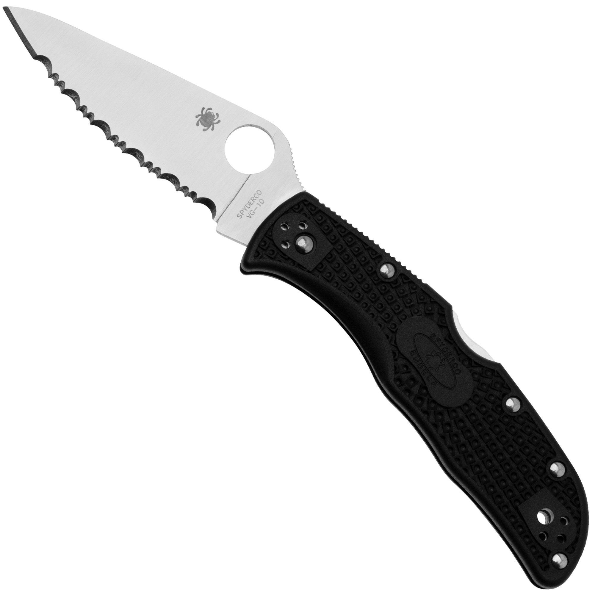 Spyderco Endela Lighweight C243SBK Black FRN, serrated zakmes