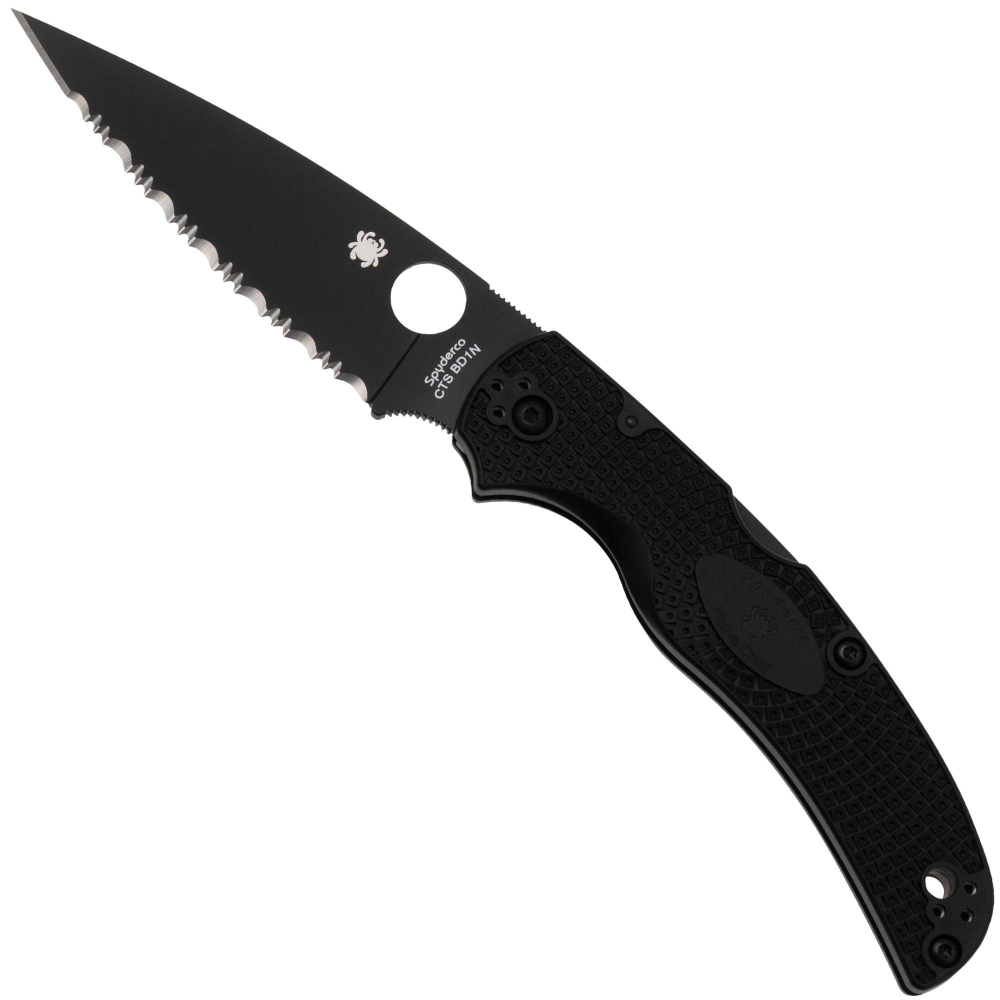 Nóż składany Spyderco Native Chief Lightweight Black C244SBBK ostrze w całości ząbkowanie