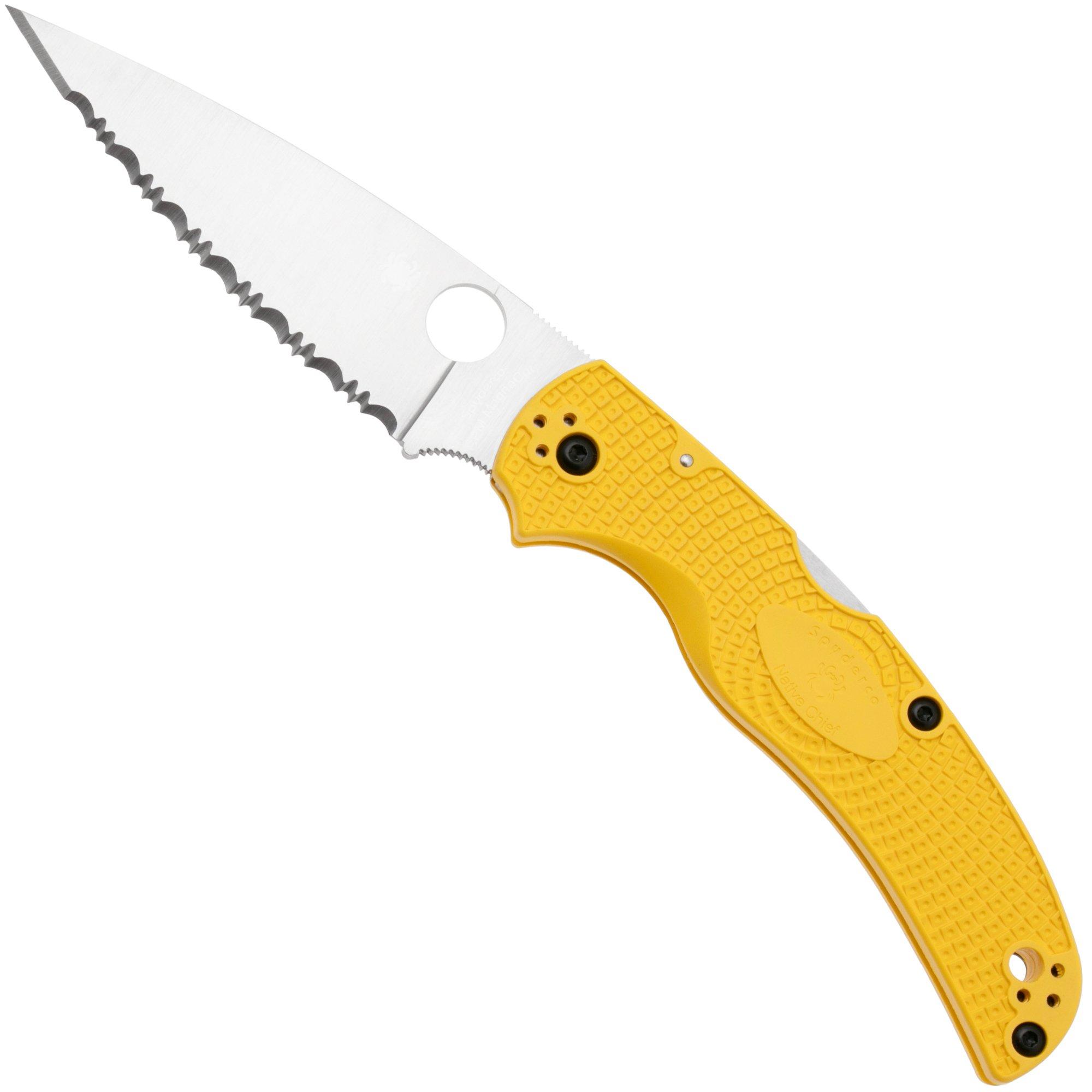 Spyderco Native Chief Salt Lightweight CPM Magnacut C244SYL Yellow FRN, serrated pocket knife