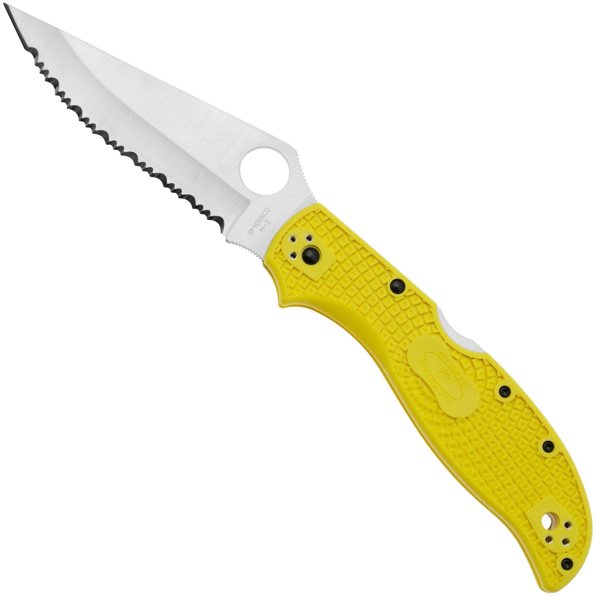 Spyderco Stretch 2 XL Salt H-2 C258SYL Yellow FRN, Taschenmesser mit Wellenschliff