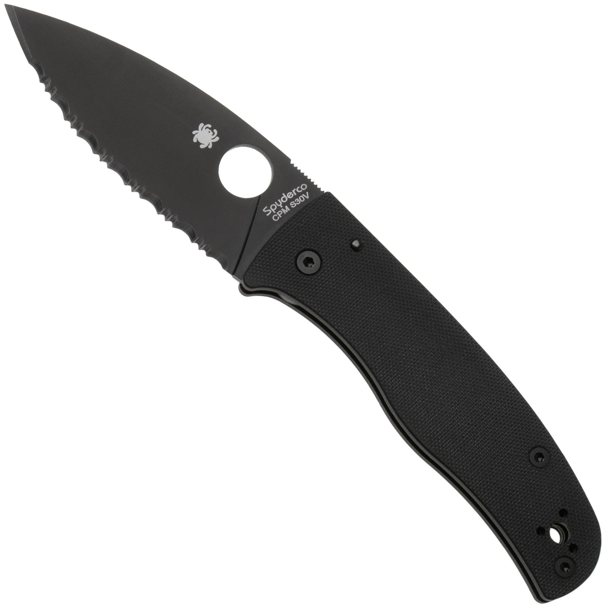 Spyderco Bodacious C263GSBK, DLC CPM S30V, Black G10 serrated zakmes, Sal Glesser design