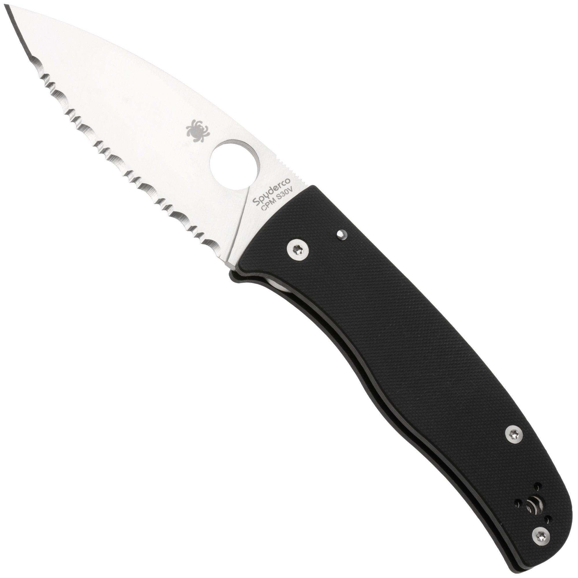 Spyderco Bodacious C263GS Black G10 serrated pocket knife, Sal Glesser design
