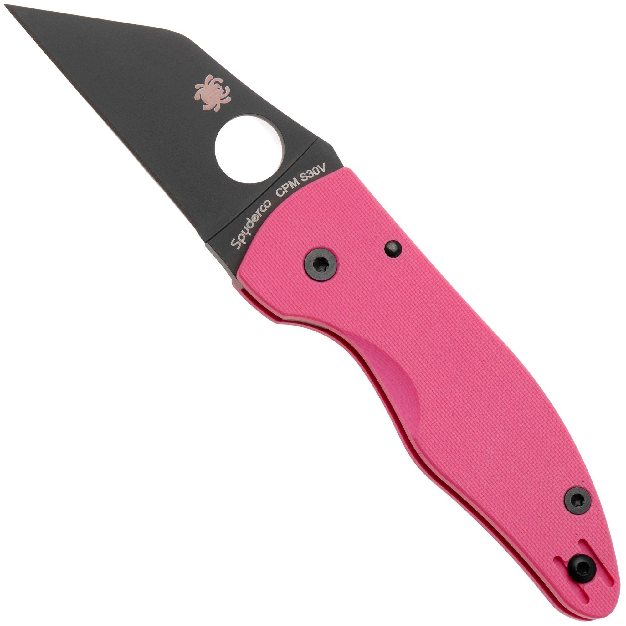 Spyderco MicroJimbo Black DLC CPM S30V C264GPNBKP Pink G10, Sprint Run pocket knife, Michael Janich design