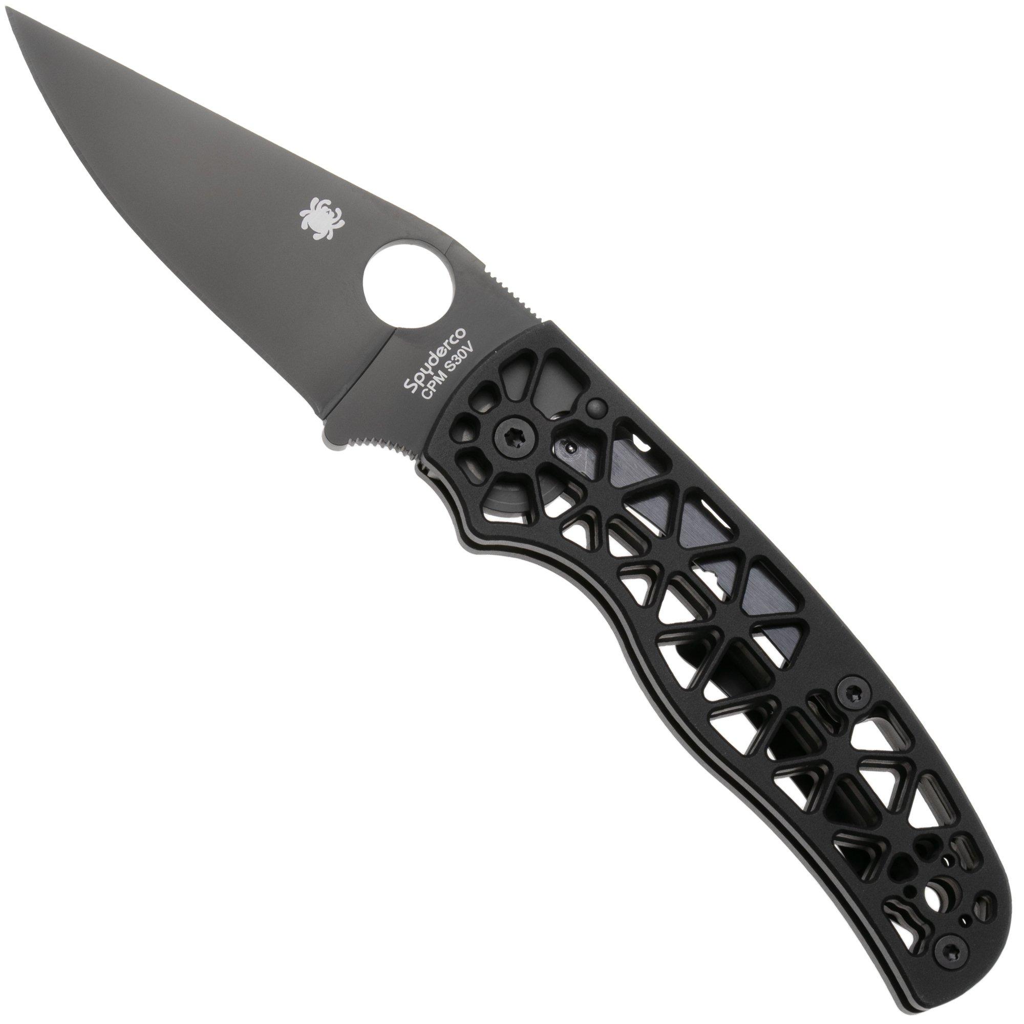 Spyderco Edgerati Black DLC C266BKALBKP Aluminum, CPM S30V pocket knife, Sal Glesser design