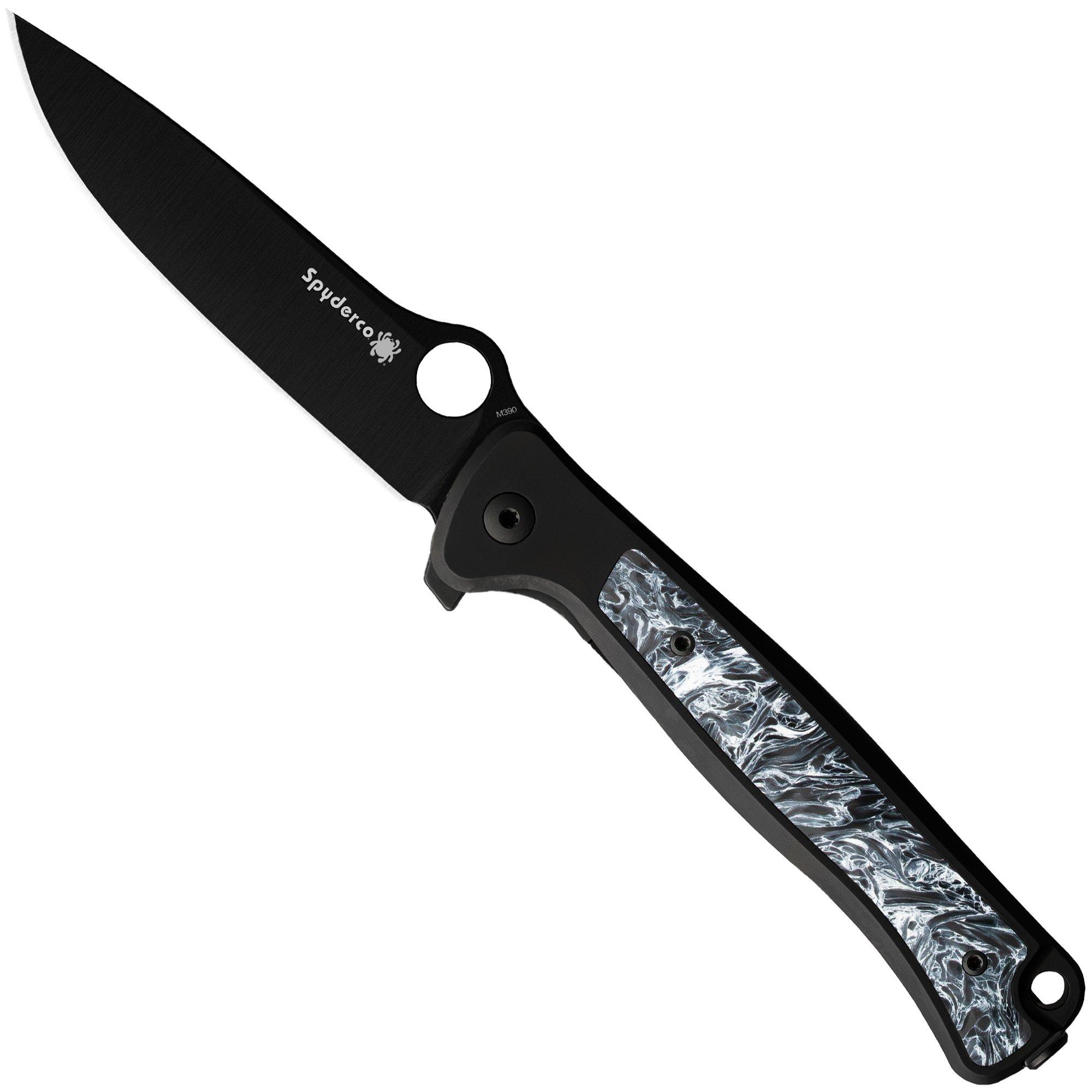 Spyderco Slym C271TIBKPBK Black PVD Böhler M390, Black Titanium, Carbon Fiber Inlay, couteau de poche, Michele Pensato design