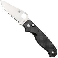 Afbeelding voor Spyderco ButtonUp C275CFPS, Satin 8Cr13MoV, Black Laminated G10/Carbon Fiber, serrated zakmes, Eric Glesser design