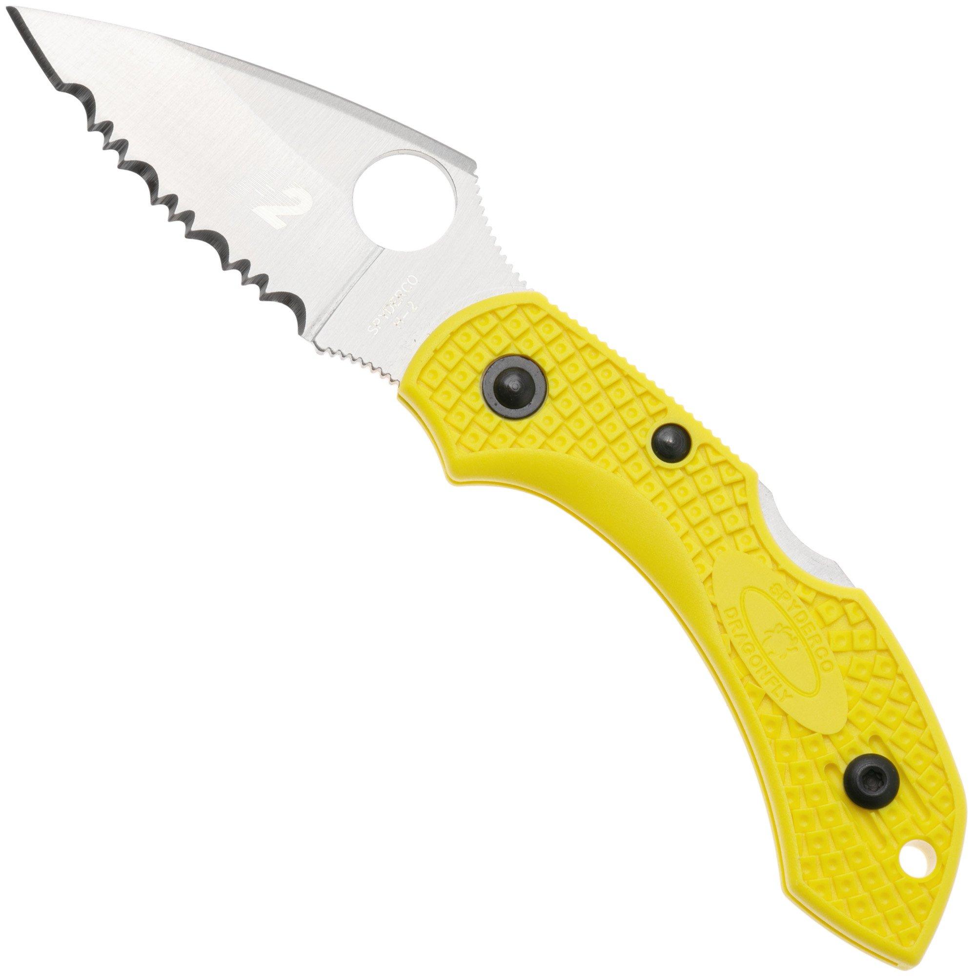 Nóż składany Spyderco Dragonfly 2 Salt H-2 C28SYL2 Yellow FRN, ostrze ząbkowane