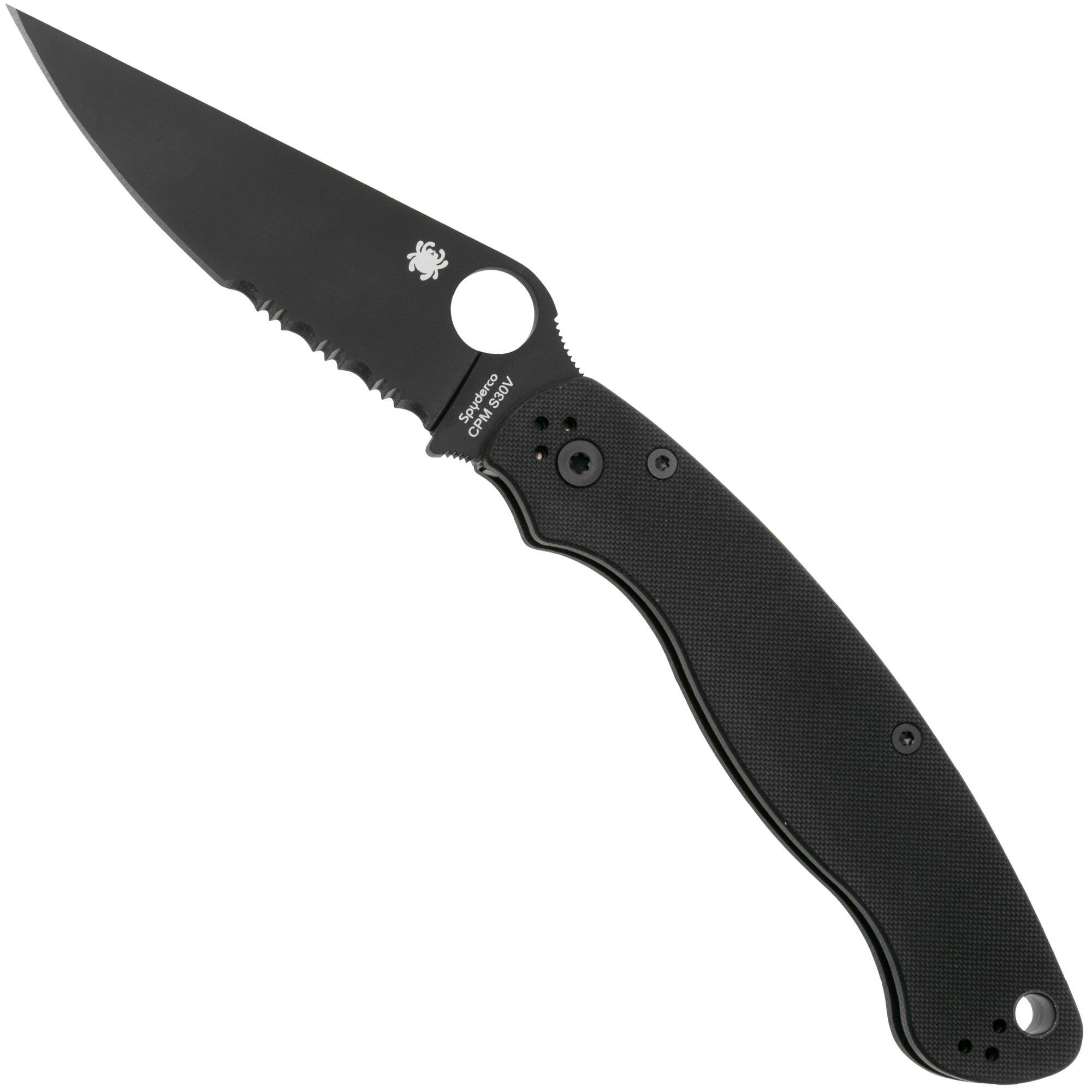 Spyderco Military 2 Black C36GPSBK2 Black G10, couteau de poche partiellement dentelé