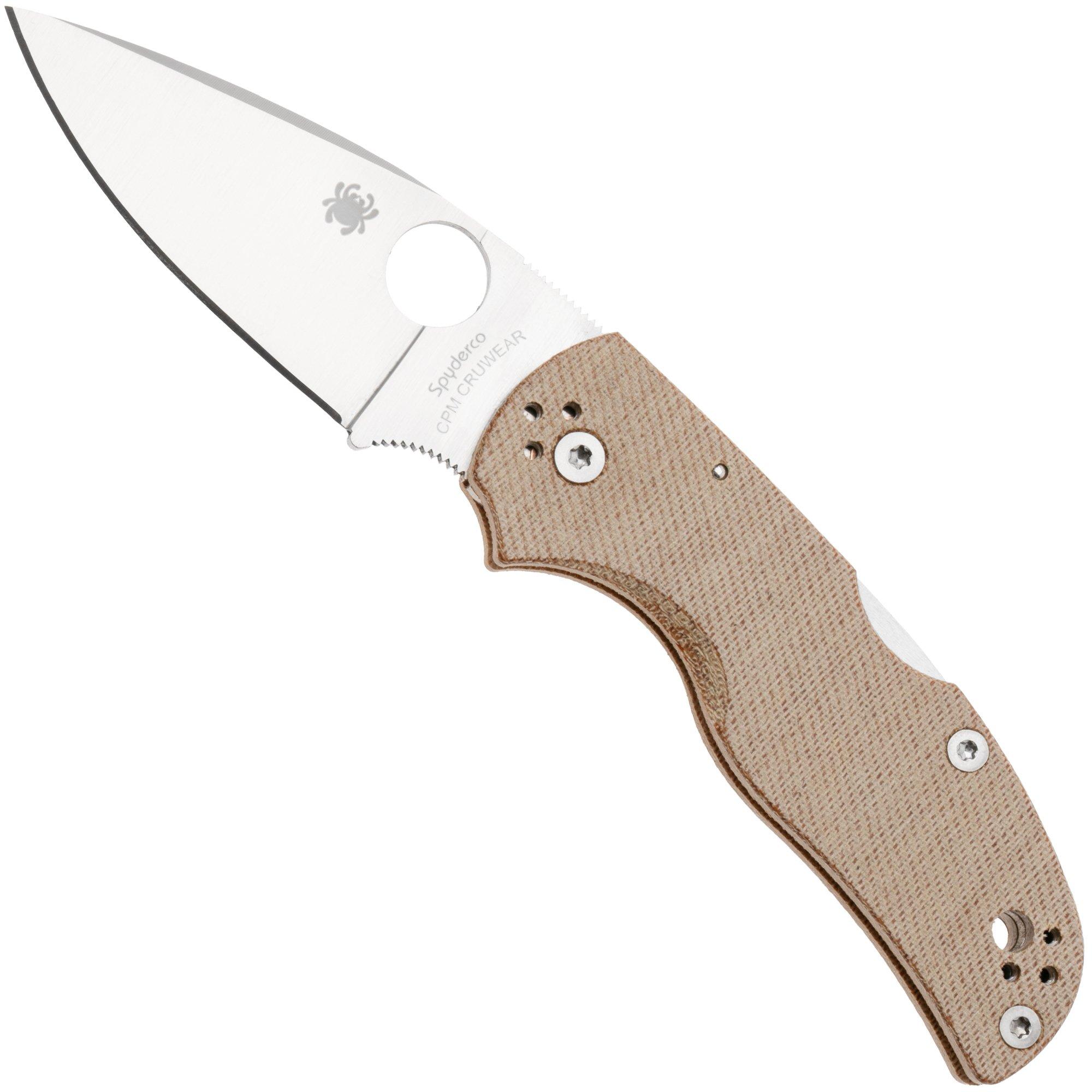 Spyderco Native 5 C41MPCW5, Satin CPM Cru-Wear, Brown Canvas Micarta, navaja